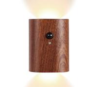 MiOYOOW Luz de noche LED de pared, lámpara magnética con detector de movimiento, lámpara de noche de madera recargable para dormitorio, cocina, pasillo, escalera, salón