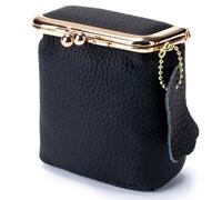 MiOYOOW Mini joyero de piel auténtica, estuche portátil para pintalabios de inspiración vintage, monedero de viaje con cierre de beso para anillos, pendientes, collares y pulseras