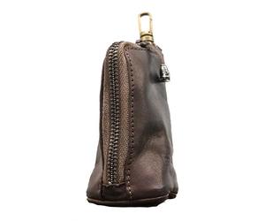 MiOYOOW Monedero de piel con cremallera, monedero de cuero, organizador de monedas medieval, mini cartera portátil, vintage, soporte de cambio para dinero en efectivo, llaves y monedas, Color café