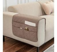 MiOYOOW Organizador de reposabrazos para sofá, 50 x 90 cm, con 6 bolsillos, bolsillo colgante para control remoto, ideal para revistas, libros, gafas y teléfono móvil