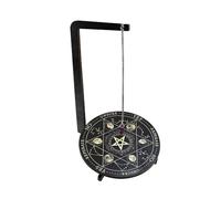 MiOYOOW Péndulo de madera multifuncional, péndulo de adivinación, soporte con esfera misteriosa en forma de L y collar de cuarzo para salas de estar, yoga y meditación