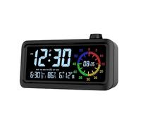 MiOYOOW Reloj despertador digital, alarma de repetición LCD, temporizador de 4 colores, relojes de noche con 3 alarmas, pantalla de repetición y temperatura para el escritorio de noche del hogar