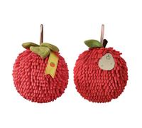 MiOYOOW - Servilletas de mano para colgar (2 unidades, secado rápido, bola de toalla absorbente, felpa, para baño y cocina, forma de fruta)