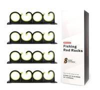 MiOYOOW Soporte para caña de pescar, organizador de almacenamiento de 8 cañas con almohadillas de silicona suave, montaje en pared o techo