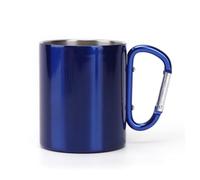 MiOYOOW Taza de acero inoxidable, doble pared para camping, portátil con mango de mosquetón, ideal para acampar al aire libre, viajes y montañismo (300 ml)