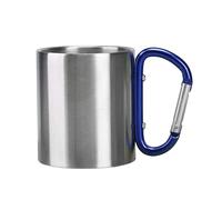 MiOYOOW Taza de mosquetón de acero inoxidable, taza de camping de doble pared, taza de metal portátil con mango de mosquetón para acampar al aire libre, viajes, montañismo (300 ml