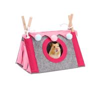 MiOYOOW Tienda para hámster, Hamaca Suave de Interior con Flecos y Enrejado de Madera, Refugio semicerrado fácil de Limpiar para hámsteres, cobayas, degús y Chinchillas
