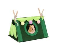 MiOYOOW Tienda para hámster, Hamaca Suave de Interior con Flecos y Enrejado de Madera, Refugio semicerrado fácil de Limpiar para hámsteres, cobayas, degús y Chinchillas