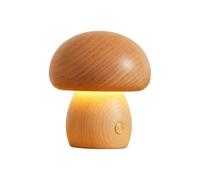Mioyow - Lámpara de setas de madera, lámparas de noche con intensidad variable, luz nocturna inalámbrica con cabeza de hongo extraíble giratoria de 360°, para decoración de dormitorio, dormitorio