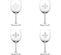 MIP Juego de 4 copas de vino de regalo colección Fleur De Lis (10 onzas)