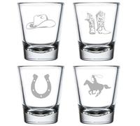 MIP Juego de 4 vasos de chupito de 1.75 onzas, colección Cowboy