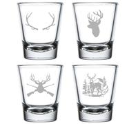 MIP Juego de 4 vasos de chupito de 1.75 onzas, colección de caza de ciervos
