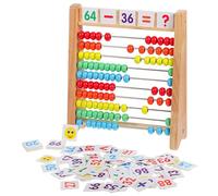 Mipcase 1 Juego Abaco de Madera para Herramienta de Aritmética con Tarjetas Numéricas para Desarrollo de Habilidades Matemáticas Preescolar