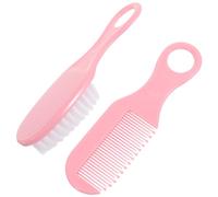 Mipcase 1 juego Cepillo y Peine para Bebés Recién Nacidos Kit de Masaje para Cabello Rosa Cuidado Suave y Seguro para Piel del Niña para Estimulación y Desarrollo Infantil