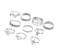 Mipcase 10 Piezas Anillos Geométricos de Mujer Anillos de Metal Flores Aviones y Olas para Fiesta de Boda de Niña