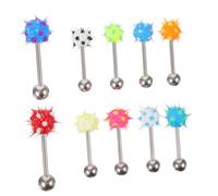 Mipcase 10piezas Piercings Para Lengua y Oreja Acero Médico Unidades Decoración Para Fiestas y Sesiones De Fotos