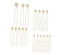Mipcase 18 piezas Horquillas para Cabello con Perlas y Diseño U Accesorios para Boda y Uso Diario Palillos para Cabello para Recogidos y Moños Color Dorado Elegante