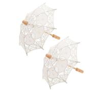 Mipcase 2 Paraguas de Encaje Nupcial Color Crema Sombrillas Decorativas para Boda y Fotografía Diámetro 15 CM Juego de 2 Unidades Ideales para Fiestas y Eventos