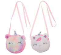 Mipcase 2 Piezas Bolso Bandolera Niña Unicornio de Peluche con Cierre Cremallera Monedero Pequeño para Monedas y Llaves Bolsa Cruzada Ligera para Viajes y Uso Diario de y Teñido