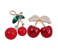 Mipcase 2 piezas Broche de Frutas Aleación con Diseño Kawaii de Cereza Pequeña Pin de Esmalte con Circonitas Accesorios Originales para Ropa de Mujer para Regalo de Niñas y Señoras
