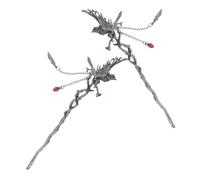 Mipcase 2 piezas Chinese Style Crow Hairpin With Tassels Retro Metal Hair Stick For Women Elegant Gothic Hair Accessories For Weddings Parties And Festivals