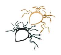 Mipcase 2 piezas Diadema Serpiente Medusa Flexible Tocado Egipcio para Mujer Diseño Verde Oscuro y Dorado Terroso Accesorios Cosplay Halloween Cabeza Faraón Egipcio