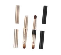 Mipcase 2 Piezas Doble Cepillo de Labios de Silicona Suave con Tapa Aplicador Portátil para Delineador y Brillo Diseño Elegante Negro y Dorado Herramienta Precisa para Maquillaje y