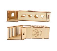 Mipcase 2 Piezas Juguete Túnel para Hámster y Pequeños Roedores Madera Natural Segura Diseño Desmontable Plataforma Descanso Que Previene la Obesidad para la Agilidad de Mascotas Pequeñas