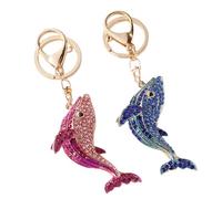 Mipcase 2 piezas Llavero de Aleación de Delfín con Diamantes de Imitación Brillantes Colgante Decorativo para Bolso Diseño Práctico y Duradero Accesorios de Moda para Regalo