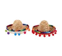 Mipcase 2 Piezas Mini Sombreros Mexicanos para Mascotas Ajustables Sombrero de Paja Ligero y Transpirable para Perros y Gatos Pequeños Decoración Festiva Cinco de Mayo para Fotos y Fiestas