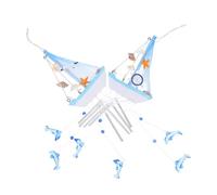 Mipcase 2 Piezas Sailboat Wind Chimes Mediterranean Style Coastal Hanging Ornaments For Balcony Garden Summer Beach Ocean Home Decoration