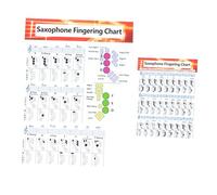 Mipcase 2 Pósteres Grandes De Referencia Para Aprendizaje De Saxofón, Gráficos De Acordes Papel Cobre, Cuadro Para Principiantes Digitación y Teoría Básica