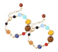 Mipcase 2 Pulseras De Estrella Guardiana Pulseras De Joyería De Planeta De Piedra Solar Ajustable De Ajustable De Planeta Con Cuentas