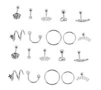 Mipcase 20 piezas Conjunto de Pendientes de Perforación Inoxidable con Cristales Joyería de Moda para Mujeres y Niñas para y Ocasiones Especiales