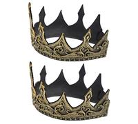Mipcase 2piezas Coronas De Rey De Pu Para Cosplay Disfraz Fiesta Halloween Medieval Espuma De Doradas