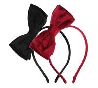 Mipcase 2piezas Diademas Lazo De Terciopelo Accesorios Cabello De Doble Capa Para Fiestas Escolares y Diario