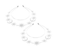 Mipcase 2piezas Fiesta de Metal con Elementos de Luna y Estrella de Seis Puntas Diadema de Capa para Bodas Fiestas y Escenarios