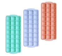 Mipcase 3 piezas Cubiteras de Silicona con Compartimentos Moldes para Hielo Colores Surtidos Azul Menta Bandejas de Hielo para Refrigerador Prácticas y Reutilizables
