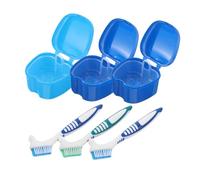 Mipcase 3juegos Kit Cuidado De Dentaduras Postizas Estuche De Almacenamiento Para Dentaduras Postizas Sistema De Limpieza Cepillos Para Remojar y Transportar Dentaduras Organizador De