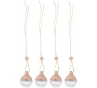 Mipcase 4 Piezas Colgante de Perfume para Coche de Cristal y Madera 8 Ml | Fragancia Portátil para Espejo Retrovisor, Uso en Ganchos y Pomos, Tapón de Corcho, Color Transparente