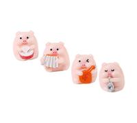 Mipcase 4 Piezas Estatuas de Cerdo Musicales de Resina de Adorables Figuras de Cerdo para Decoración de Escritorio Incluye y Pipa para Hogar y Oficina