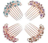 Mipcase 4 piezas Peines para Pelo con Flores de Metal y Rhinestones Accesorios Decorativos para Mujeres Clips Franceses y Duraderos Tocados para Bodas Fiestas y Diario Colores Pastel Azul