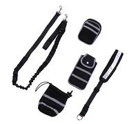Mipcase 5 Correas Reflectantes De Alambre para Mascotas con Múltiples Asas para Perros Que Corren Bozal Amortiguador para Coche Collar De Entrenamiento Cargador Y Almohadilla para