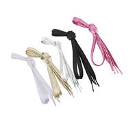 Mipcase 5 piezas Cordones Planos Perlescentes con Brillo Metálico para Colores Claros Dorado Rosa Blanco Negro y Plata Duraderos y Elegantes para Zapatillas Casuales