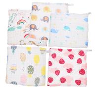Mipcase 5 piezas Toallas de Algodón para Niña Absorbentes y Suaves Toallitas Faciales Multifuncionales para Recién Nacido Lavables y Transpirables con Diseño de Dibujos Animados