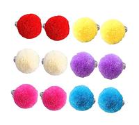 Mipcase 6 pares Pendientes de Clip de Bola de Peluche para Niñas de Blanco Amarillo Rojo Azul Aretes de Joyería sin Perforación para Niñas Accesorios Adorables y Cómodos