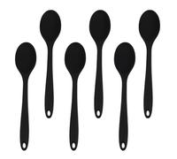 Mipcase 6 piezas Cucharas de Silicona Negras para Cocina Antiadherentes Resistentes al Calor con Mango Sellado para Mezclar Servir y Cocinar sin Residuos