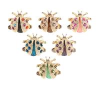 Mipcase 6piezas Conjunto De Broches De Mariquitas Cristales De Imitación Broches De Solapa Para Mujer Elegante Broche De Insecto Brillante Para Vestidos y Cárdigans Obsequio De Joyería Cre