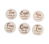 Mipcase 6piezas Tarjetas De Logros De Madera para Bebés Prácticas y Compactas para Marcar Los Avances del Desarrollo Mensual para Recién Nacidos De Nacimiento para Uso Cuarto