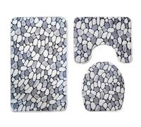 Mipcase Alfombrillas de Baño 3 Piezas de Franela Antideslizantes Absorbentes Secado Rápido Juego para Suelo y Asiento de Inodoro Textiles de Baño Seguro y Confortable